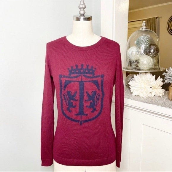 Talbots Burgundy Red Crewneck Novelty Sweater XS - Picture 2 of 11